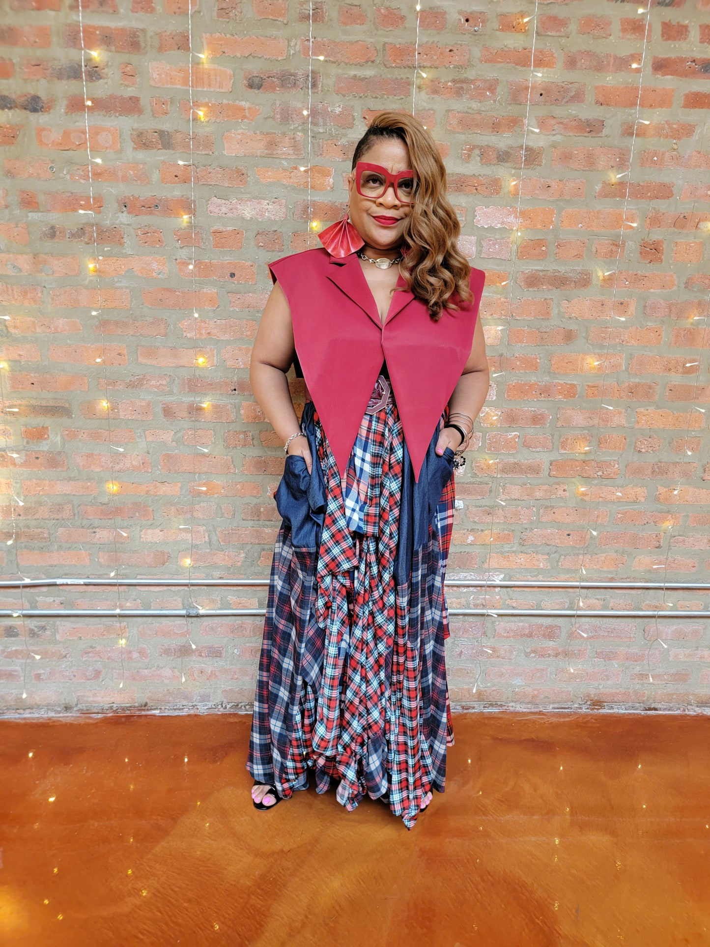 Faux Leather Vest - Red
