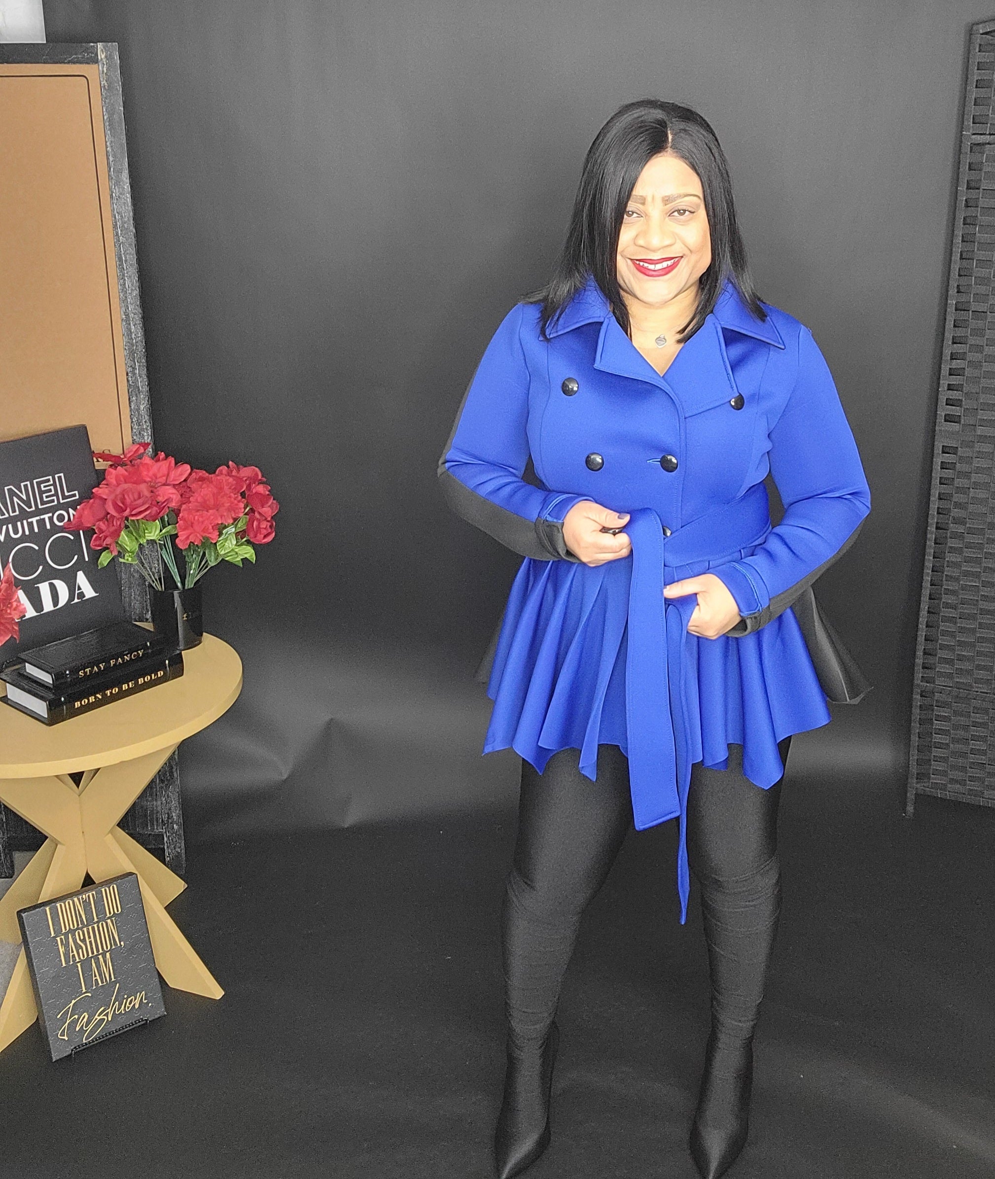 Dare to be Cinched Pea Coat Blue