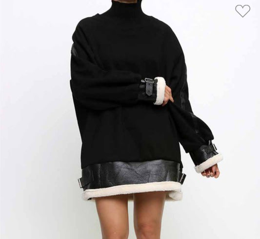 Black Half Way Sweater Dress/Top