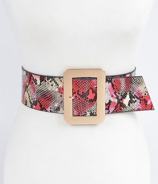 Red Snake Print Belt