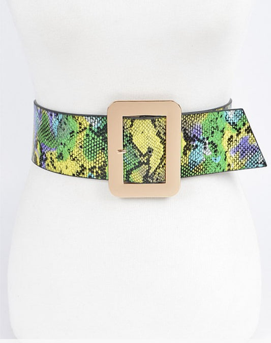 Green Snake Print Belt