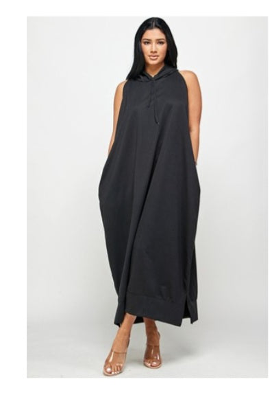 The Sleeveless Hoodie Dress | Black