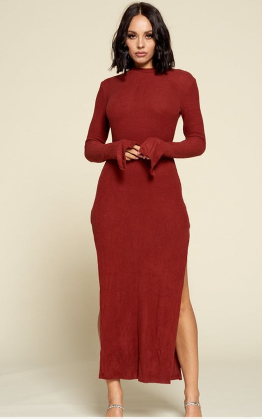 High Split Dress - Wine