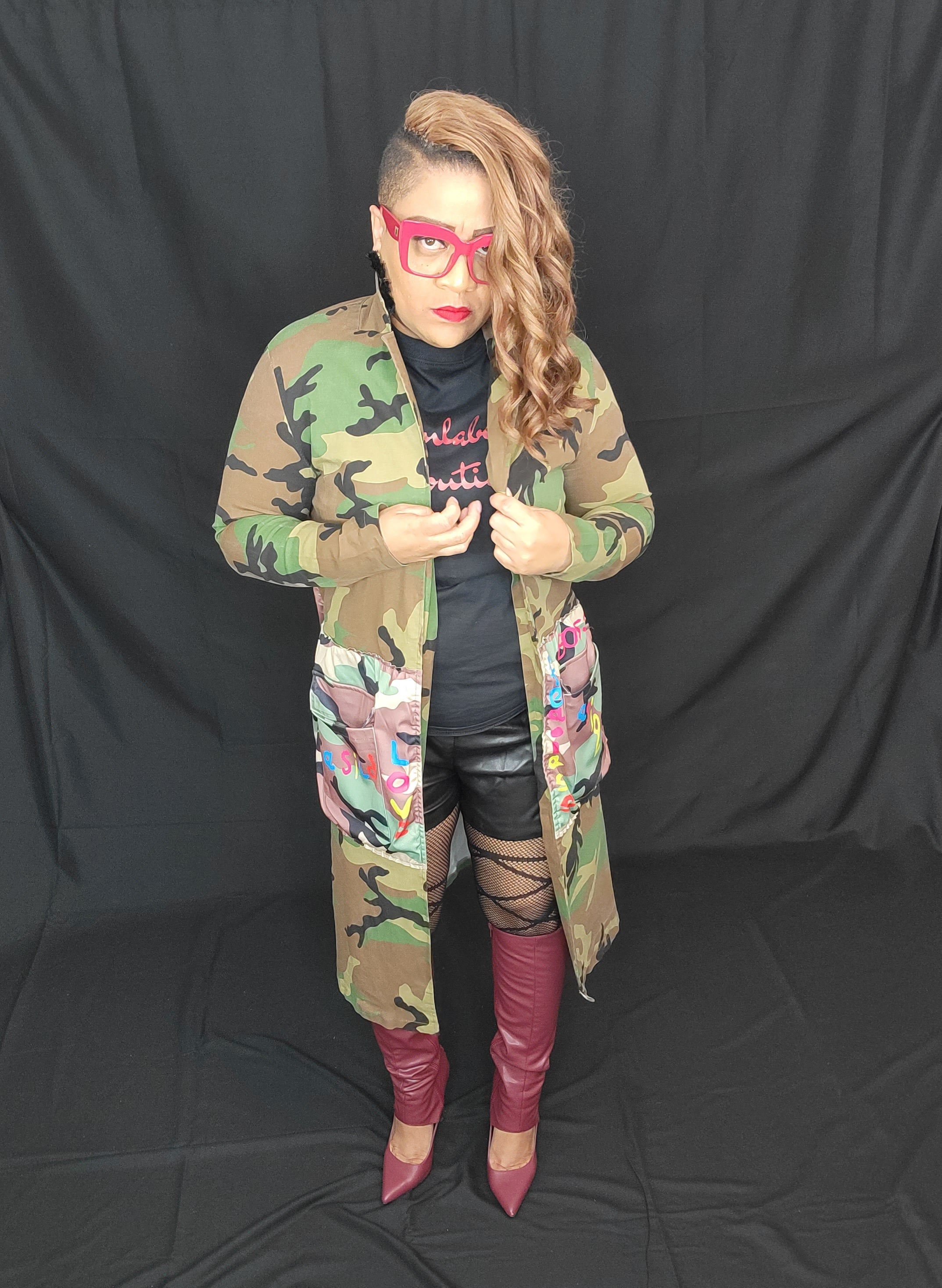 Camo trench outlet coat womens