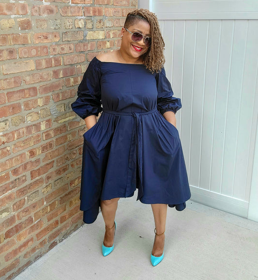 Off The Shoulder Dress (Navy)